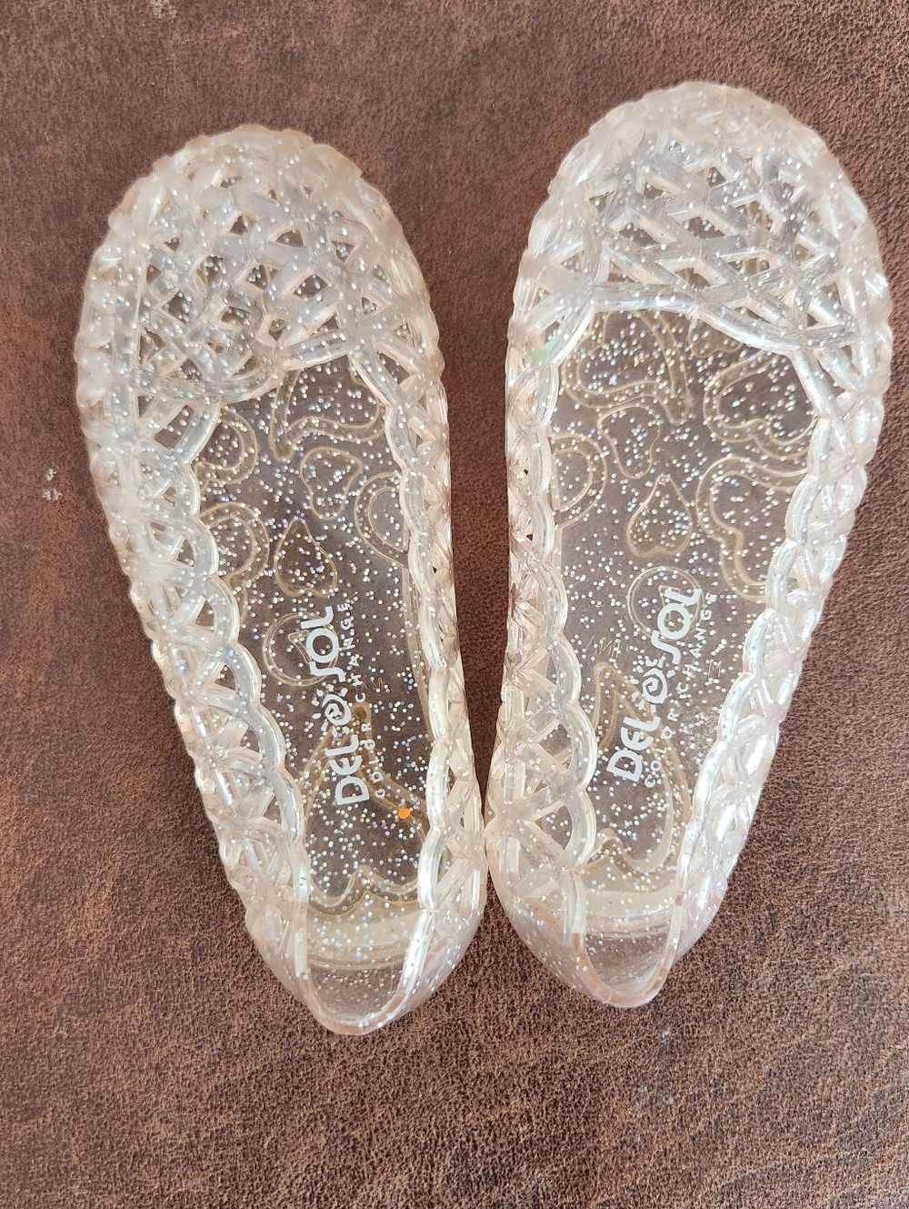 Del Sol Clear Glitter Jelly Ballet Flats - Color Changing!!